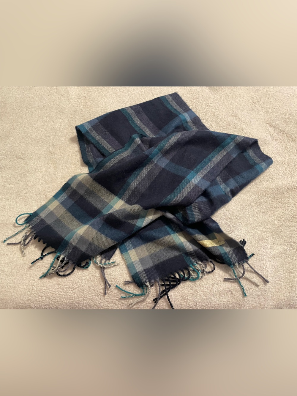 Blue and gray plaid Burberry style scarf, great condition